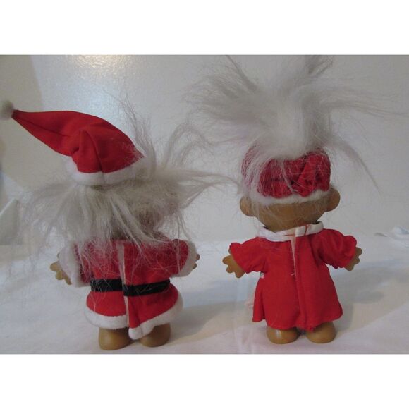 Vintage Christmas troll dolls 1990's Mr. & Mrs. Claus Santa Claus Christmas red - Picture 2 of 7